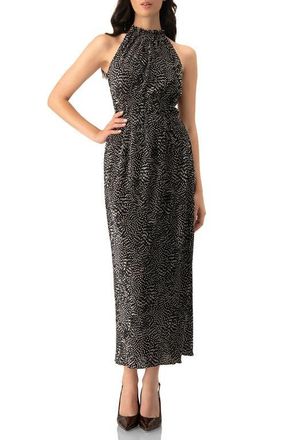 Ivonne Pleated Polka Dot Maxi Dress in Black at Nordstrom, Size Medium