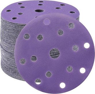 No Brand Discos De Lijado De 150 Mm, Papel De Lija De Grano 180, 50 Unidades, Discos De Lijado De 15 Agujeros Para Lijadora Orbital (morado)