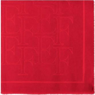 Elisabetta Franchi Logo All-Over Foulard - Dames - Wintersjaals - Rood - ONE Size - Accessoires