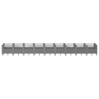 Berkfield Home Beautiful Garden Planter with Pegs Light Grey 363.5x43.5x43.5 cm PP