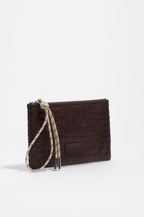 Bimba & Lola Large Leather Palms Make-Up Case in Dark Brown at Nordstrom