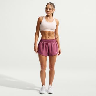 Nike Womens One Dri-FIT Mid-Rise 3 Brief-Lined Shorts in Red | DX6010-654