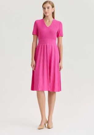 Ming Wang Fit-N-Flare Multi-Stitch Soft Knit Dress in Carmine Rose at Nordstrom, Size X-Large P