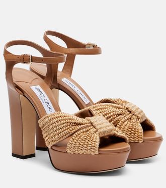 Jimmy Choo London Heloise raffia and leather sandals