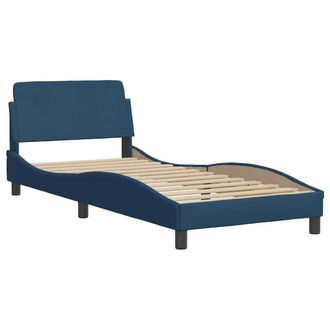 vidaXL Vidaxl - Estructura De Cama Con Cabecero Sin Colch&oacute;n Tela Azul 90x200 Cm