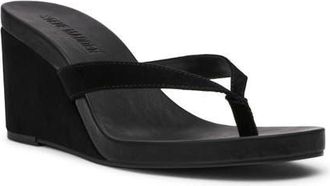 Steve Madden Playing Wedge Sandal in Black Suede at Nordstrom, Size 7.5