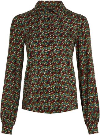 King Louie Maisie Jersey Blouse Lange Mouw - Dames - Overhemden - Veelkleurig - S - Overhemden