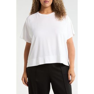 Eileen Fisher Short Raglan Sleeve Crewneck T-Shirt in White at Nordstrom, Size 1X