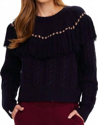 The Upside Womens Clara Tassle Knit Sweater In Midnight Blue