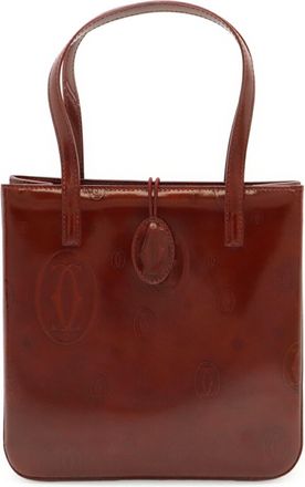 Cartier Happy Birthday Bordeaux Leather Handbag Tote Bag (Pre-Owned)