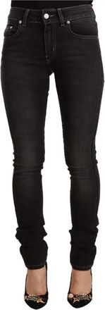 Gianfranco Ferre Zwarte Gewassen Skinny Jeans met Middelhoge Taille - Dames - Slim Fit Jeans - Zwart - W26 - Katoen - Jeans