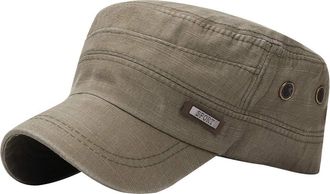 Generic Vintage Distressed Cadet Army Cap Adjustable Washed Cotton Military Style Flat Top Newsboy Caps Cabbie Gatsby Baseball Sport (Army Green)