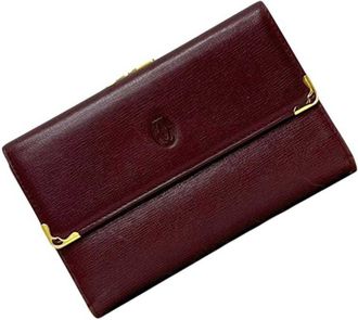 Cartier Bordeaux Wine Red Leather Wallet (Tri-Fold) (Pre-Owned)