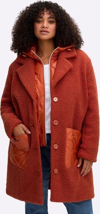 Sheego Langmantel SHEEGO, Damen, Gr. 40, rostrot, 100% Polyester, Kapuzenfutter:100% Polyester, Wattierung:100% Polyester, unifarben, unifarben mit Farbeinsa