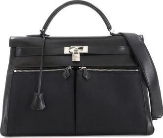 Herm&egrave;s Herm&egrave;s Black Kelly Lakis 40 With Silver Hardware Size 40
