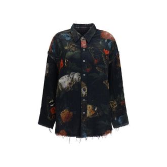 R13 Black Cotton Pattern Womens Shirt
