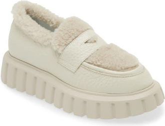 Voile Blanche Grenelle Wool Trim Platform Loafer in Off White at Nordstrom, Size 7Us