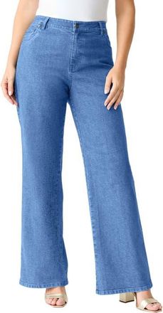 Roaman's Plus Size 24/7 Stretch Wide Leg Jean in Light Stonewash at Nordstrom, Size 36