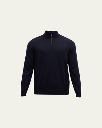 Loro Piana Mens Mezzocollo Baby Cashmere Quarter-Zip Sweater