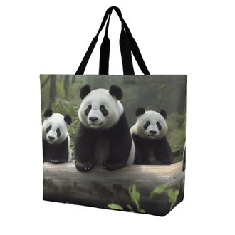 Generic Cute Panda Handbag Foldable Tote Bag Eco Friendly Shoulder Bags For Ladies Daily Use Beach