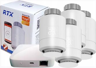 OEM 4 Cabezales De Termostato Rtx + Puerta De Enlace Lan Zigbee Tuya Set4