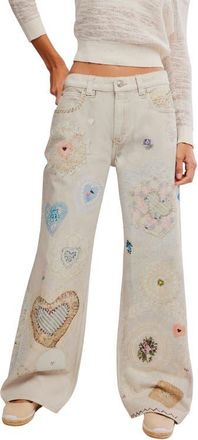 Free People Illusions Slouchy Straight Leg Jeans in Heirloom Ivory at Nordstrom, Size 29