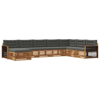 vidaXL Conjunto De Sof&aacute;s De Exterior 8 Pcs Natural Y Antracita Vidaxl