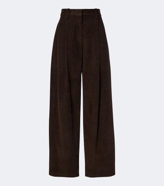 Brunello Cucinelli Pantalones anchos de pana con cuentas Monili