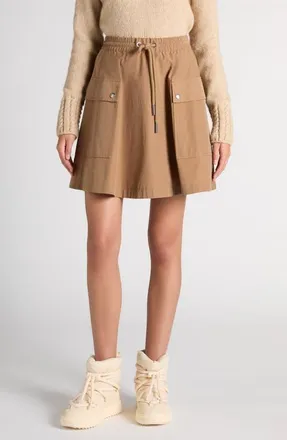 Moncler Cotton Blend A-Line Mini Skirt in Brown at Nordstrom, Size 48