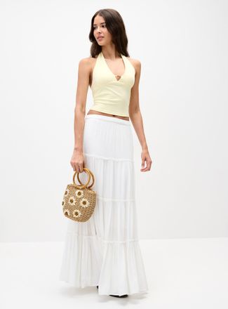 Twik Womens Crinkled ruffled-tier skirt