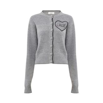 Chlo&eacute; Cardigans, female, Gray, M, Fitted Logo Cardigan