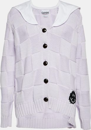 Ganni Ganni Purple Cotton Blend Knit Cardigan