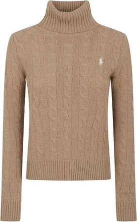 Polo Ralph Lauren Wollen Kasjmier Kabel Gebreide Coltrui - Dames - Coltruien - Bruin - XS - Wol - Truien & Vesten