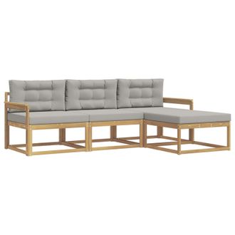vidaXL Conjunto De Sof&aacute;s De Exterior 4 Pcs Blanco Y Gris Claro Vidaxl