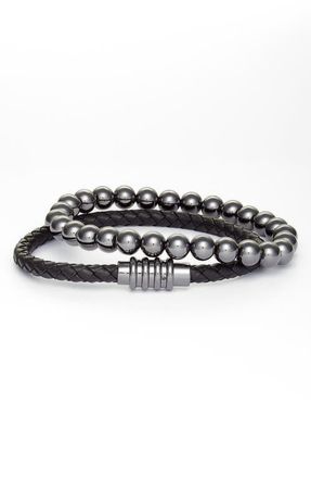Nordstrom Set of Two Bracelets in Black- Hematite at Nordstrom