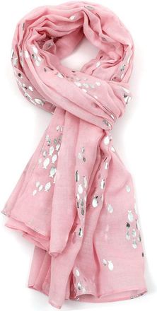 GlamLondon Womens Glitter Foil Fish Printed Scarf (Pink)