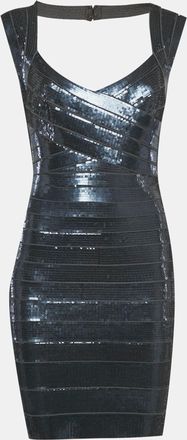 H&eacute;rve L&eacute;ger Midnight Blue Sequin Sarai Mini Dress
