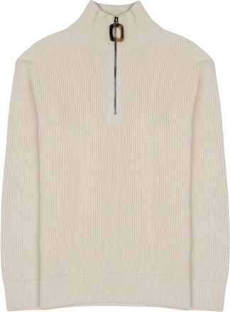 J.W.Anderson Ribbed Knit Pullover With High Collar And Tortoiseshell Zipper