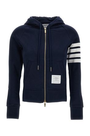 Thom Browne Blue Cotton Jersey 4-Bar Full-Zip Hoodie