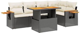 vidaXL Set De Sof&aacute;s De Jard&iacute;n 6 Piezas Y Cojines Rat&aacute;n Sint&eacute;tico Negro Vidaxl