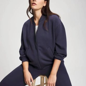 Soma Luxe Modal Bomber Jacket In Deep Indigo
