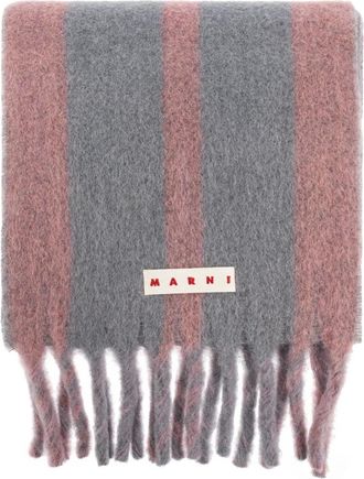 Marni Sjaal met logo - Dames - Wintersjaals - Grijs - ONE Size - Wol - Accessoires