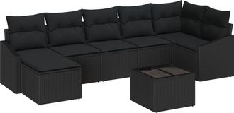 vidaXL Garden Sofa Set 8 pcs Black Poly rattan Vidaxl