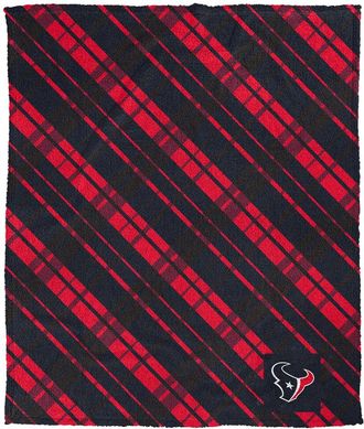 Pegasus Sports Houston Texans Nfl Team Plaid Sherpa Logo Patch Throw