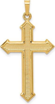 Diamond2Deal 14k Yellow Gold Polished and Textured Passion Cross Pendant