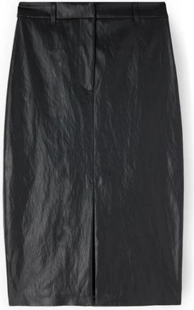 Motivi Midi Pencilrok met Split - Dames - Kokerrokken - Zwart - 2XL - Katoen - Rokken