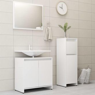 vidaXL Juego De Muebles De Ba&ntilde;o 3 Piezas Madera Ingenier&iacute;a Blanco Vidaxl