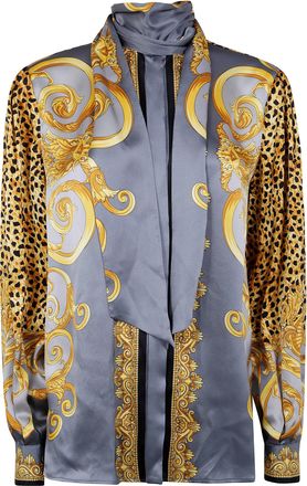 Versace Informal Shirt Cheetah Foulard On Silk Crepe Satin Lw