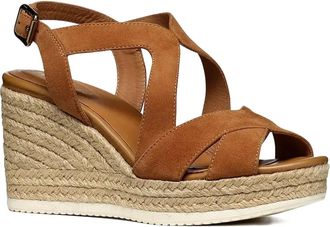Geox Espadrilles met gekruiste bandjes en sleehak - Bruin