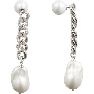 Classicharms Baroque Pearl Chain Drop Earrings in Silver at Nordstrom